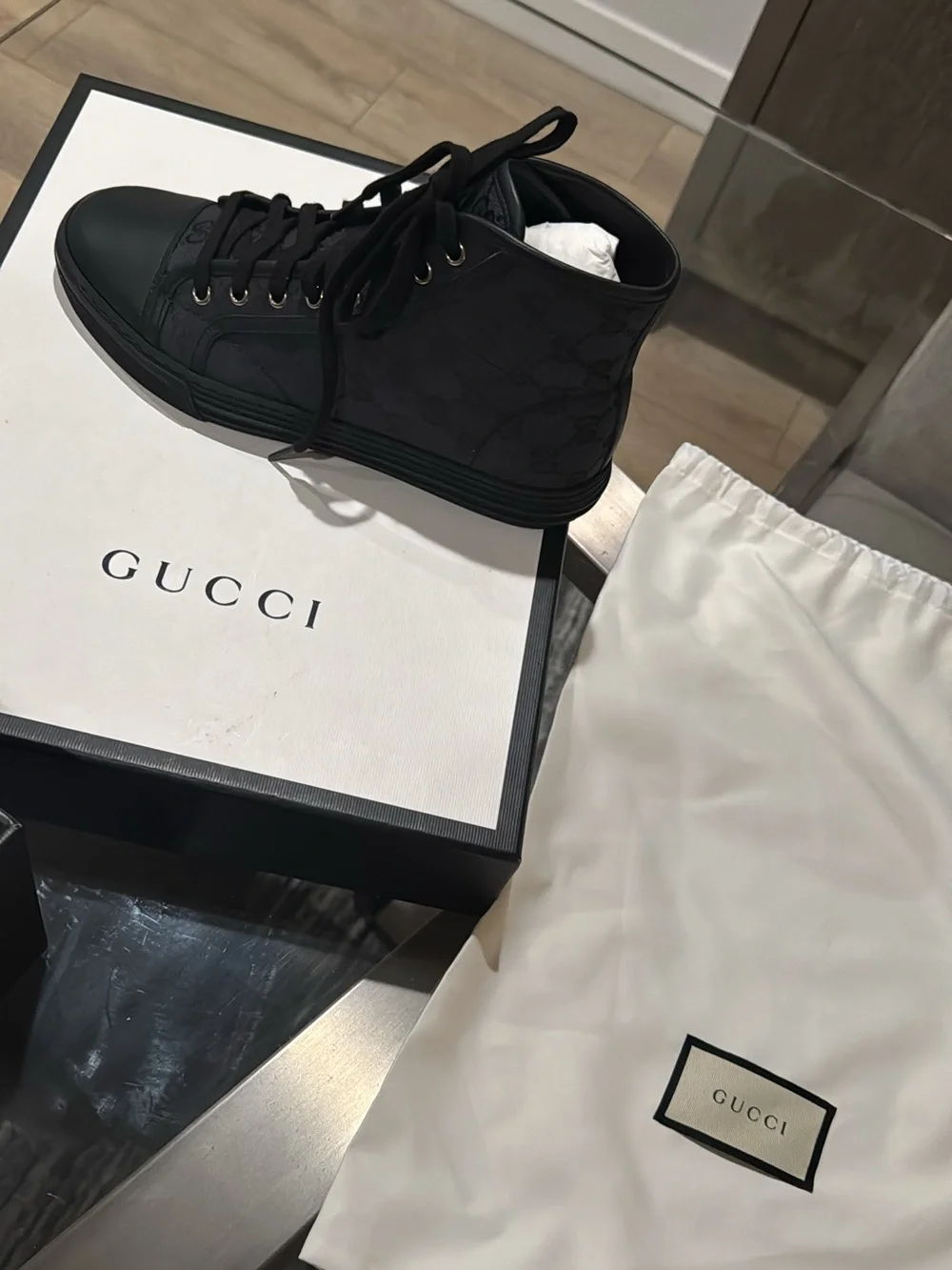 Gucci Black High-Top GG Canvas Sneaker